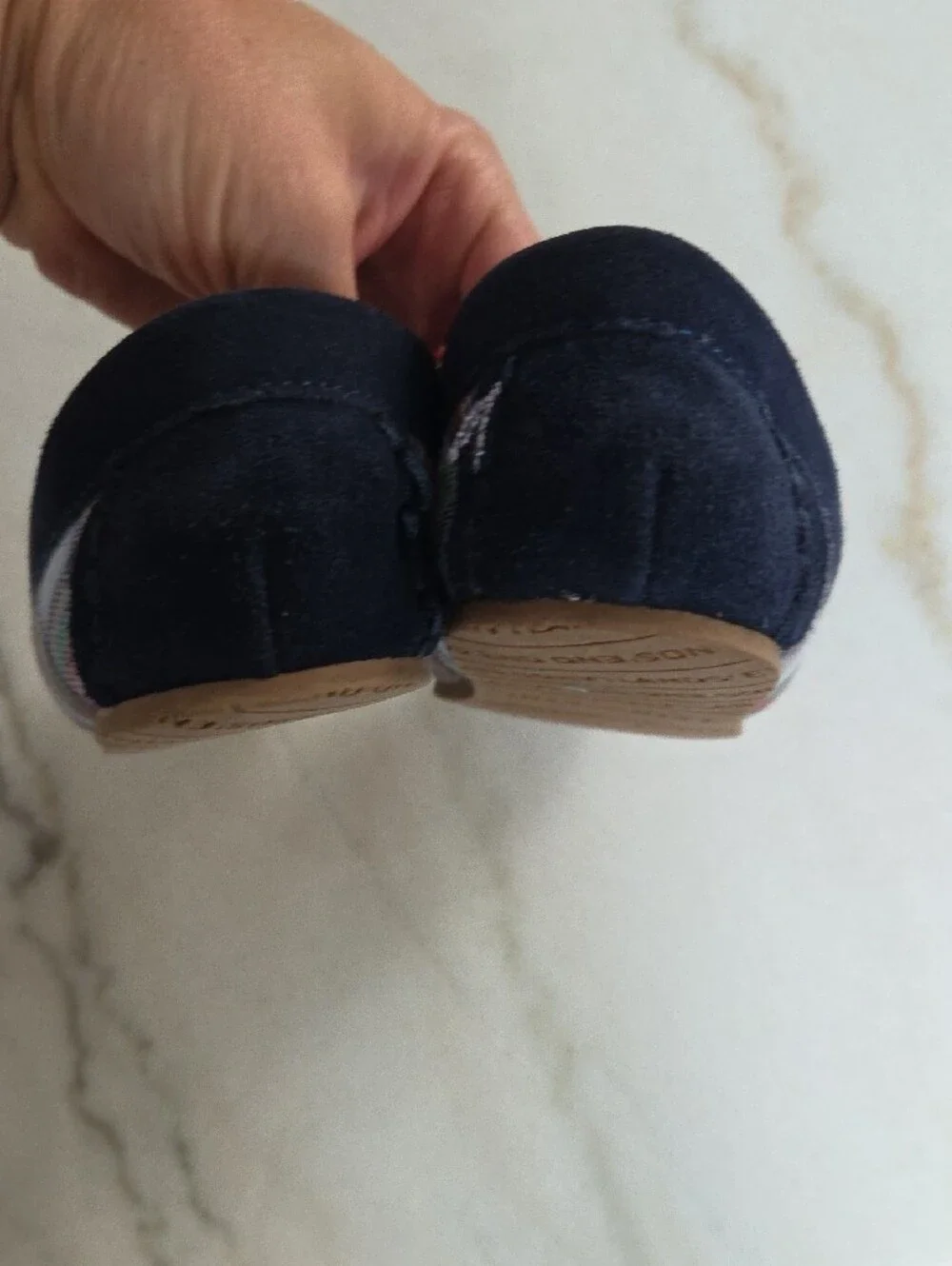 Lands' End Blue Plaid Sherpa-Lined Moccasin Slippers Size 2